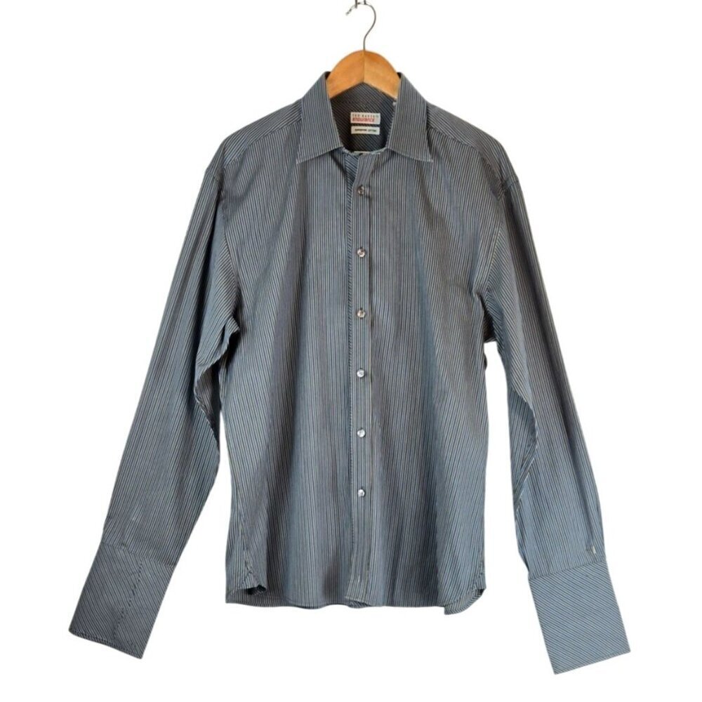 Mens Dress Shirt Stirpe Flip Cuff 17.5 Endurance Ted Baker Superfine Cotton